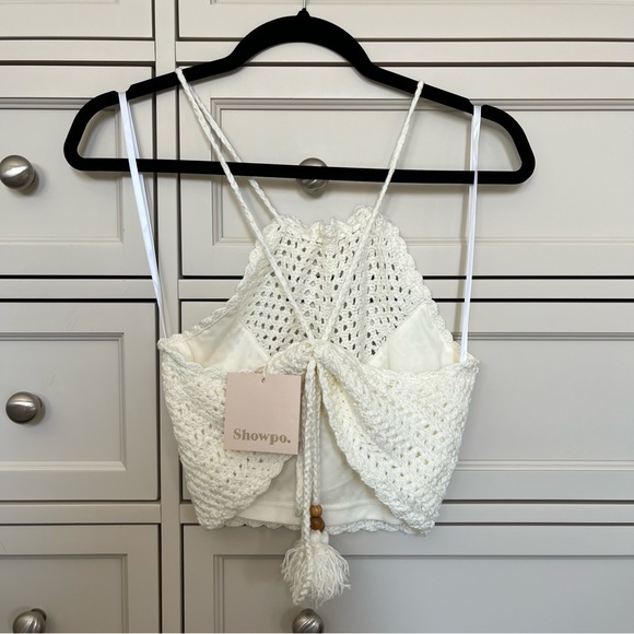 Showpo White Crotchet Halter Top - Picture 3 of 4